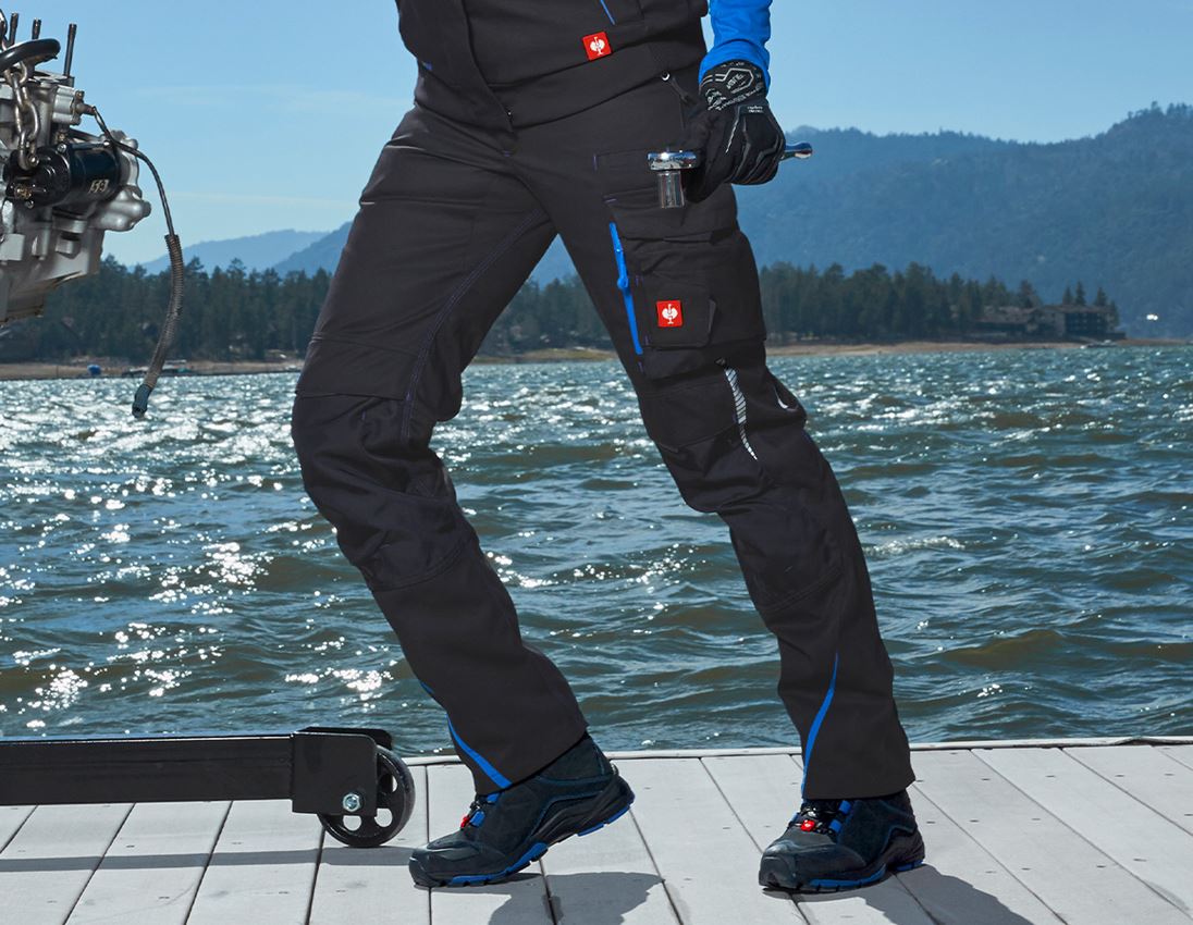 Work Trousers: Ladies' trousers e.s.motion 2020 + graphite/gentianblue 2