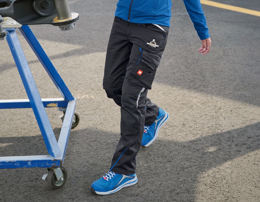 Work Trousers: Ladies' trousers e.s.motion 2020 + graphite/gentianblue