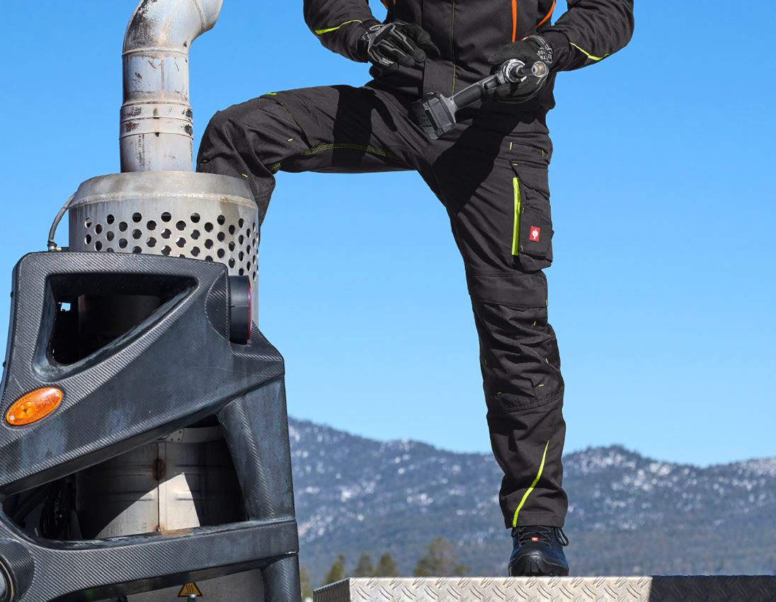 Work Trousers: Winter trousers e.s.motion 2020, men´s + black/high-vis yellow/high-vis orange 1