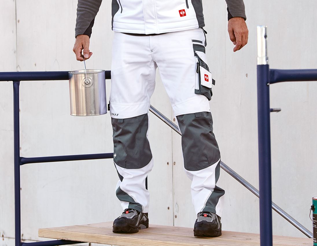 Work Trousers: Trousers e.s.motion + white/grey