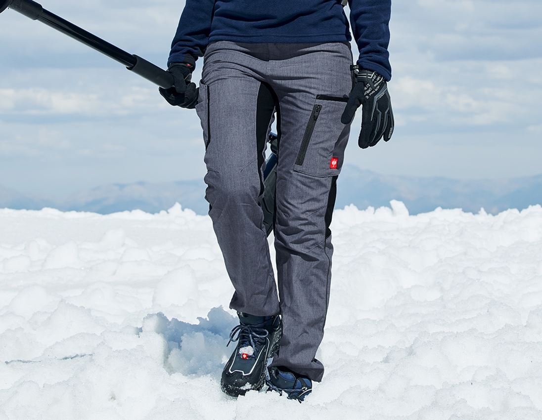 Work Trousers: Winter ladies' trousers e.s.vision + pacific melange/black