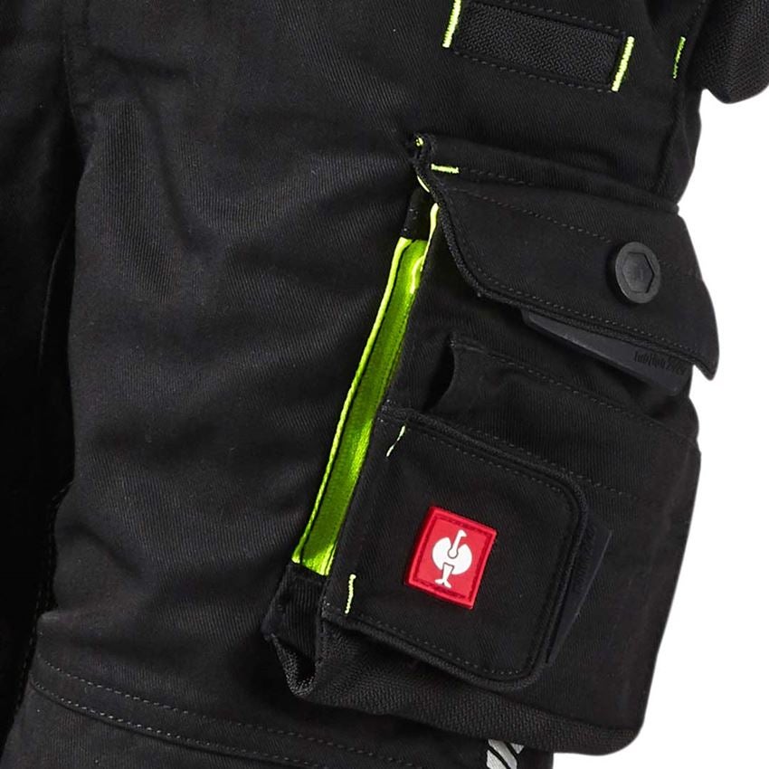 Trousers: Children's bib & brace e.s.motion 2020 + black/high-vis yellow/high-vis orange 2