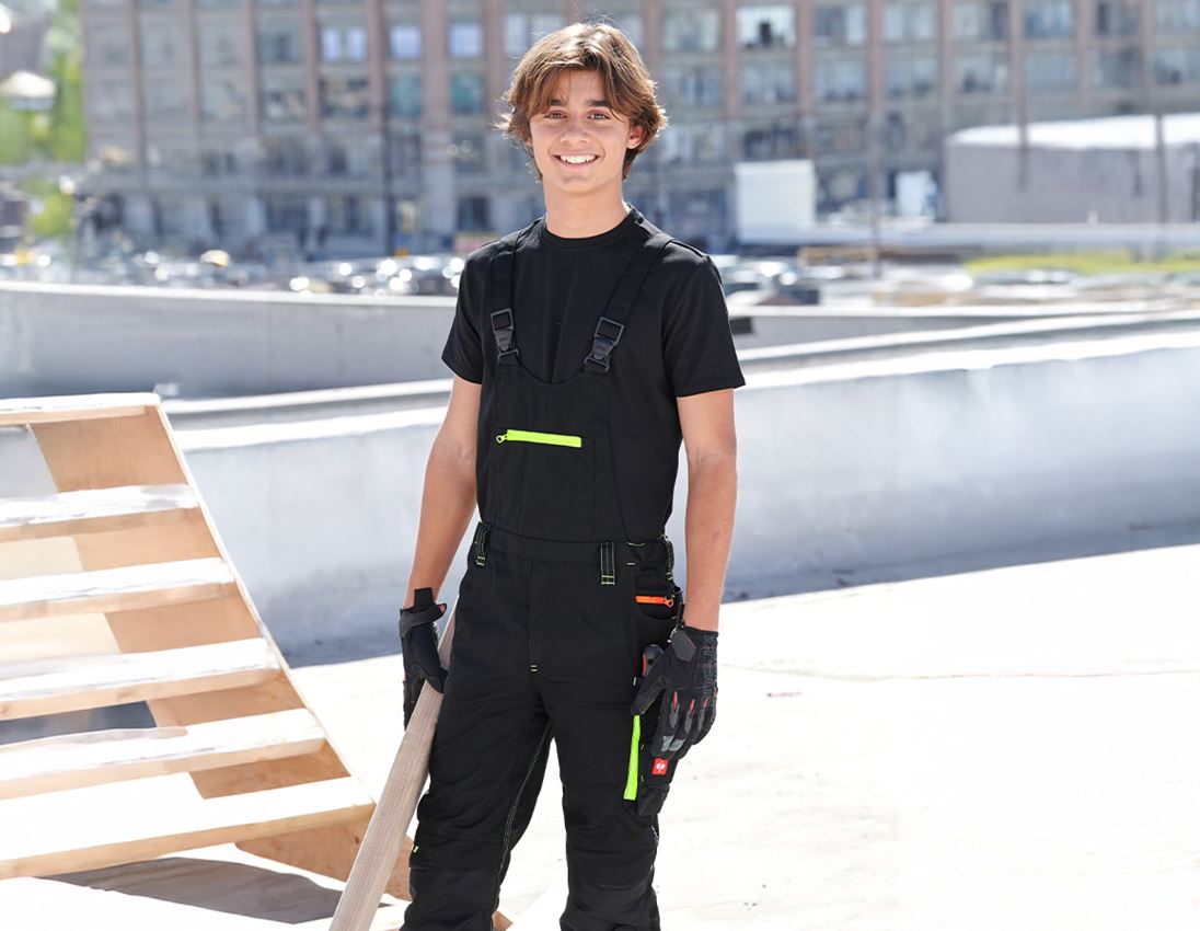 Trousers: Children's bib & brace e.s.motion 2020 + black/high-vis yellow/high-vis orange 1