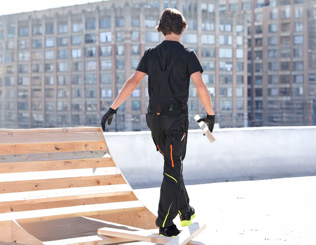 Trousers: Children's bib & brace e.s.motion 2020 + black/high-vis yellow/high-vis orange 3