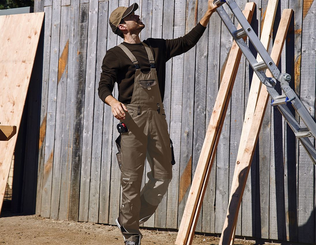 Work Trousers: Bib & brace e.s.motion + hazelnut/chestnut 1