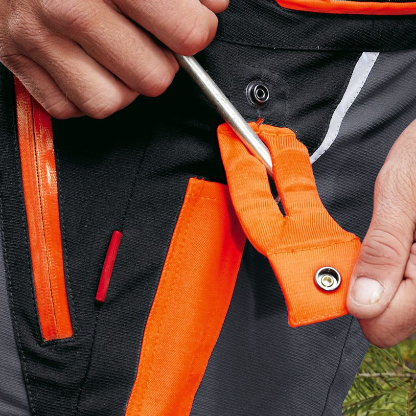 Work Trousers: e.s. Forestry cut protection bib & brace, KWF + grey/high-vis orange 2