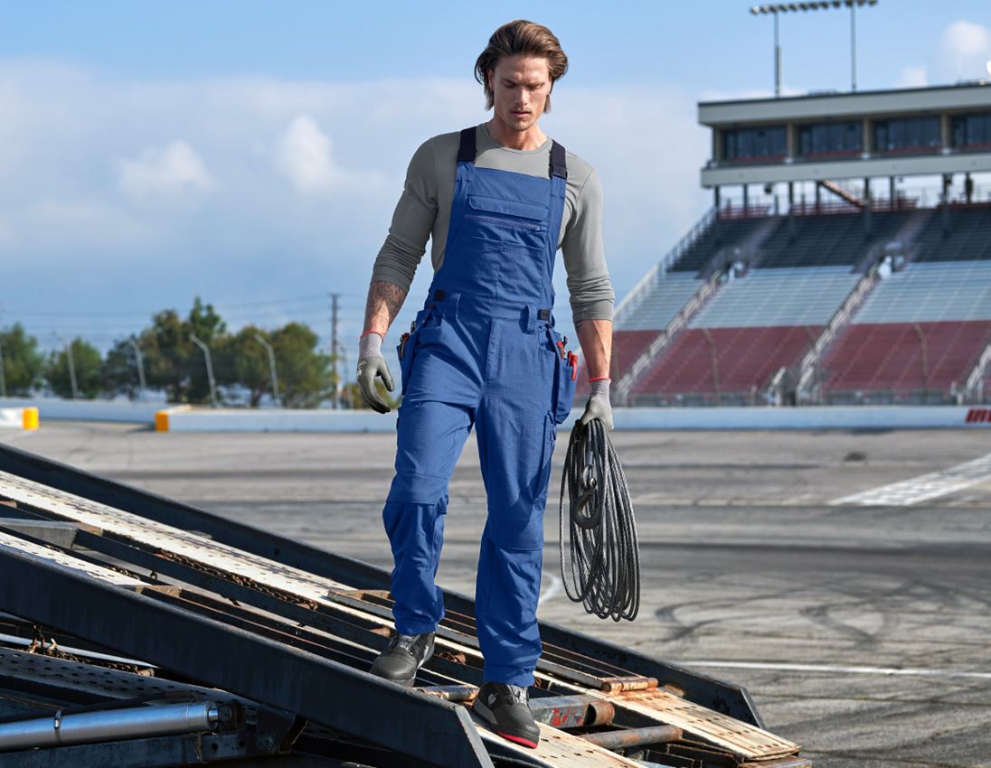 Work Trousers: Bib & Brace e.s.concrete solid + alkaliblue