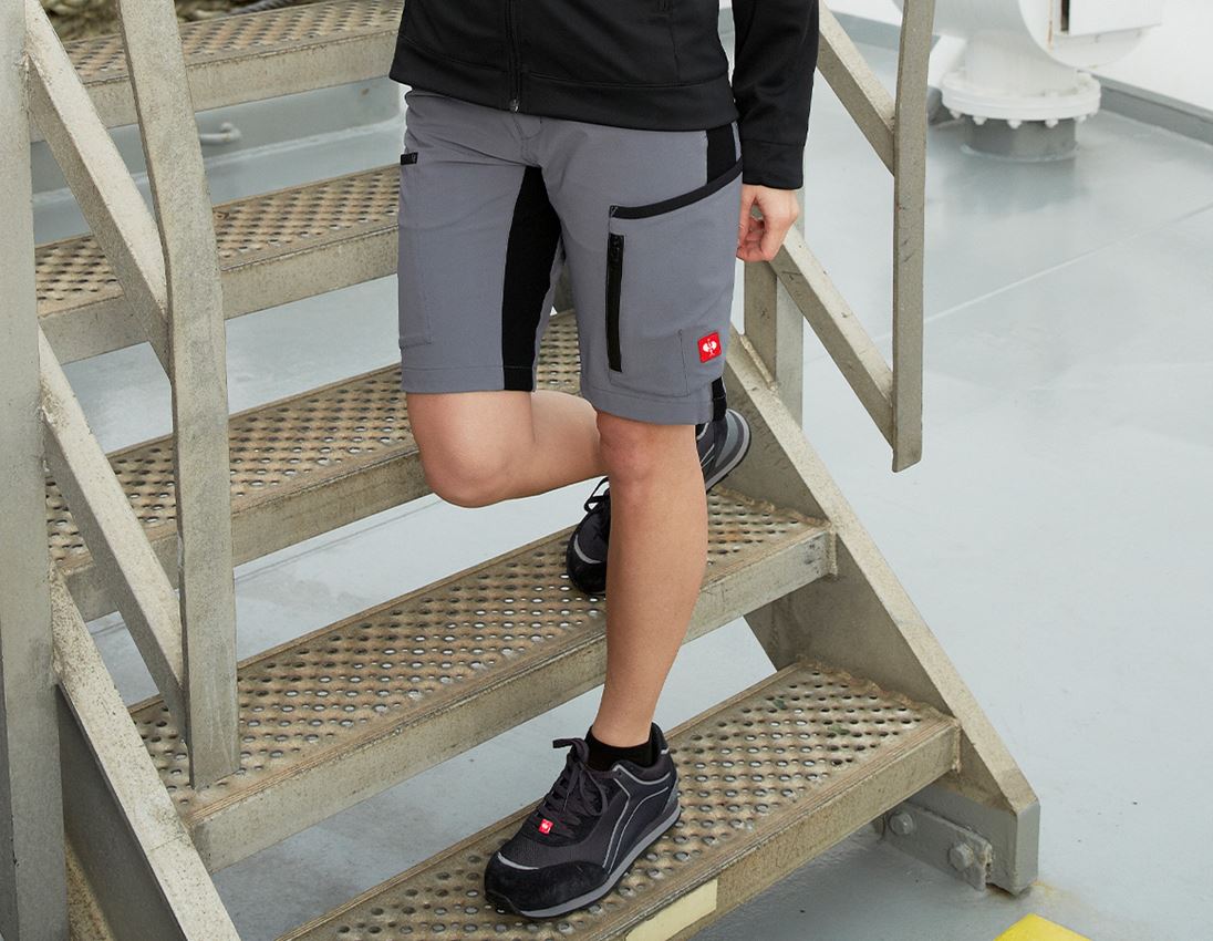 Work Trousers: Shorts e.s.vision stretch, ladies' + grey/black