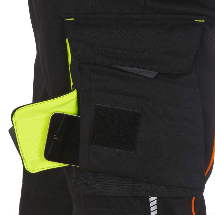 Work Trousers: Shorts e.s.motion 2020, ladies' + black/high-vis yellow/high-vis orange 2