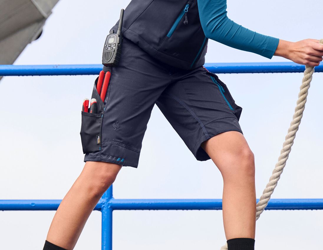 Work Trousers: Shorts e.s.motion 2020, ladies' + navy/atoll 2
