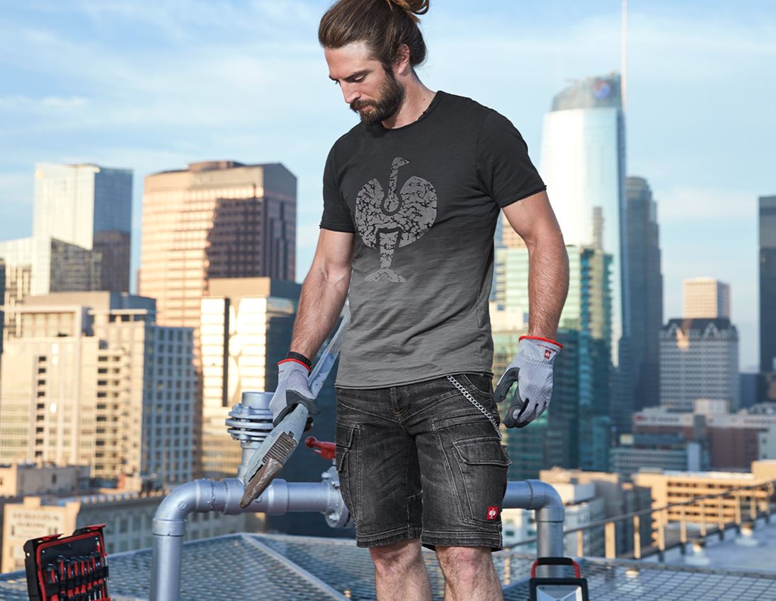 Work Trousers: e.s. Cargo worker shorts POWERdenim + blackwashed 1