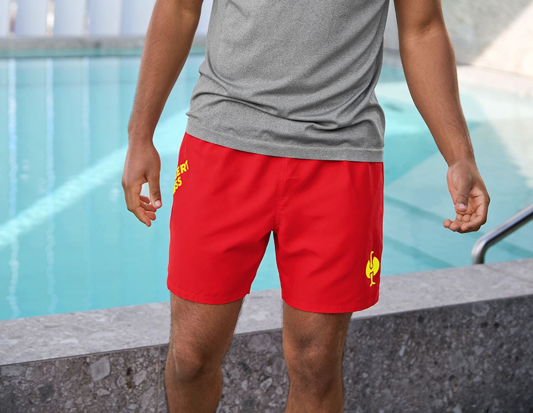 Work Trousers: Bathing shorts e.s.trail + straussred/acid yellow