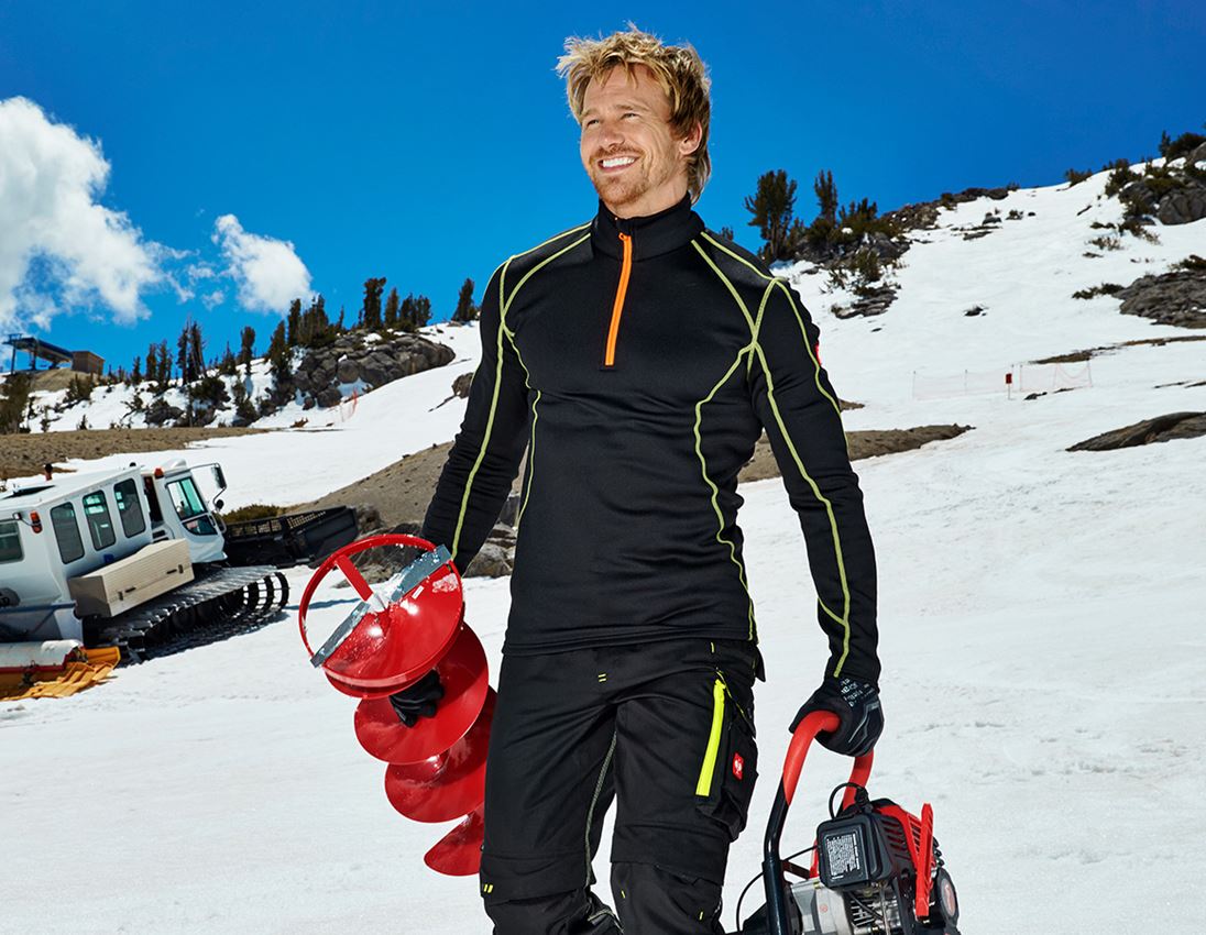 Shirts, Pullover & more: Functional-Troyer thermo stretch e.s.motion 2020 + black/high-vis yellow/high-vis orange 1