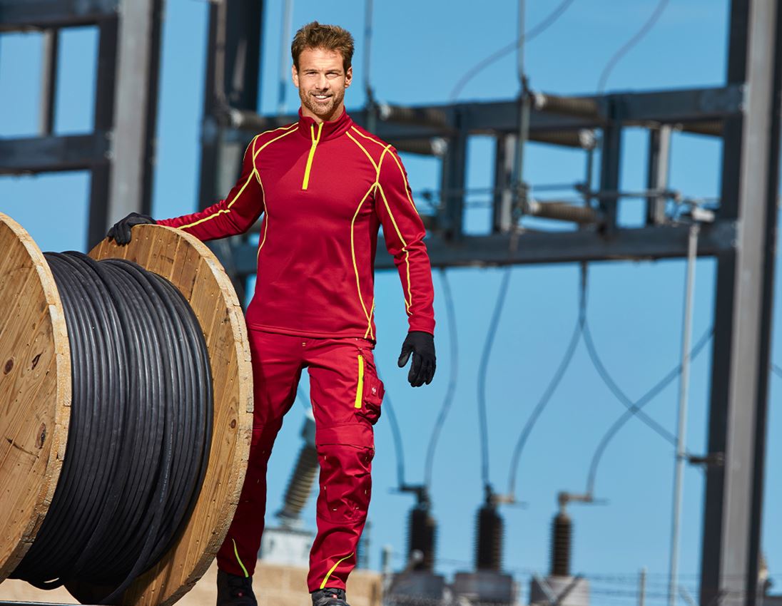 Shirts, Pullover & more: Functional-Troyer thermo stretch e.s.motion 2020 + fiery red/high-vis yellow 1