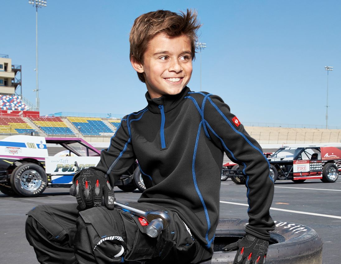 Shirts, Pullover & more: Funct.Troyer thermo stretch e.s.motion 2020 child. + graphite/gentianblue