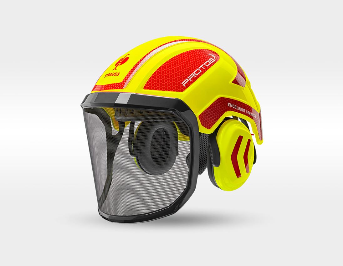 Personal Protection: SET: Forestry helmet Protos + STRAUSSbox 340 midi + high-vis yellow/fiery red