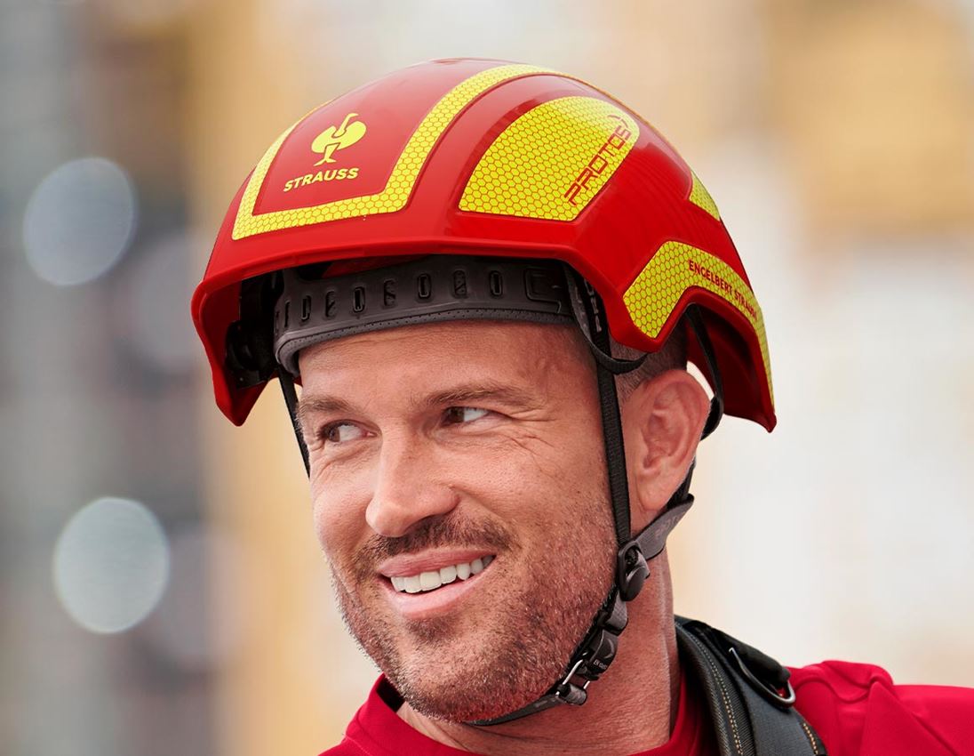 Hard Hats: e.s. Mountaineer and climbing helmet Protos® + fiery red/yellow