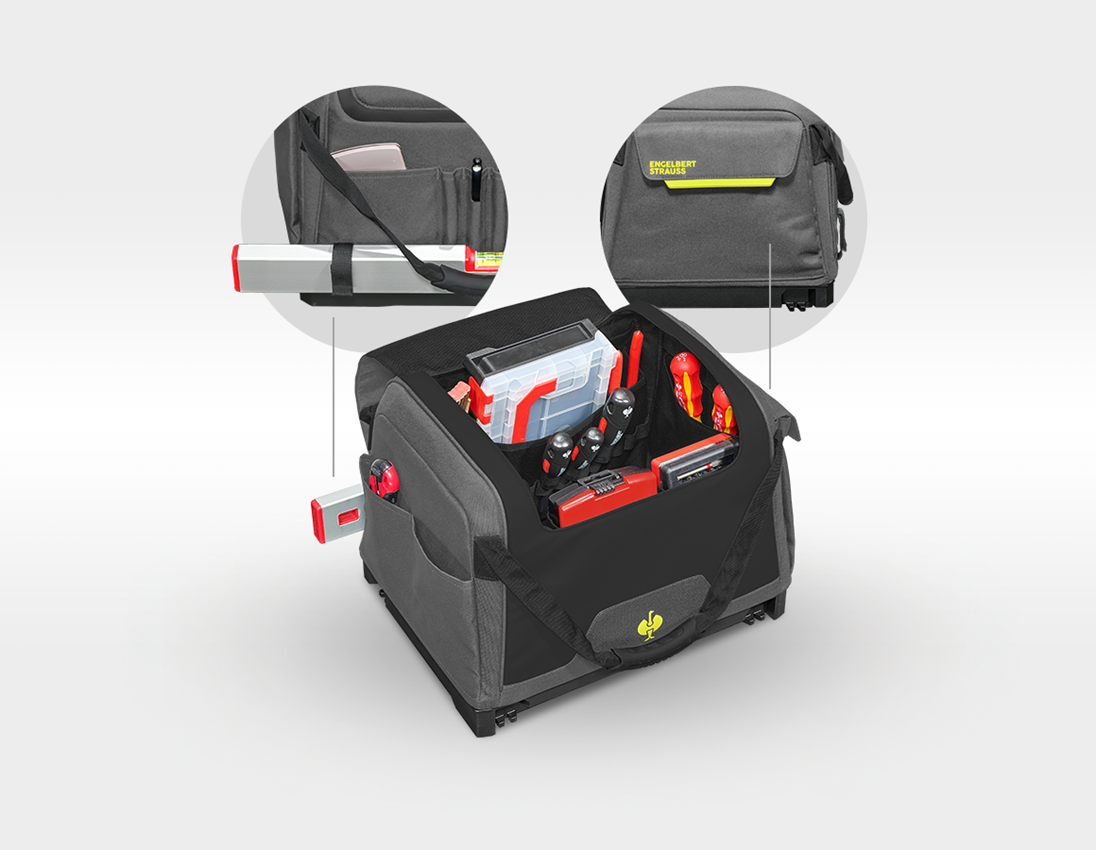 STRAUSSbox System: STRAUSSbox tool bag, closed + basaltgrey/acid yellow 1