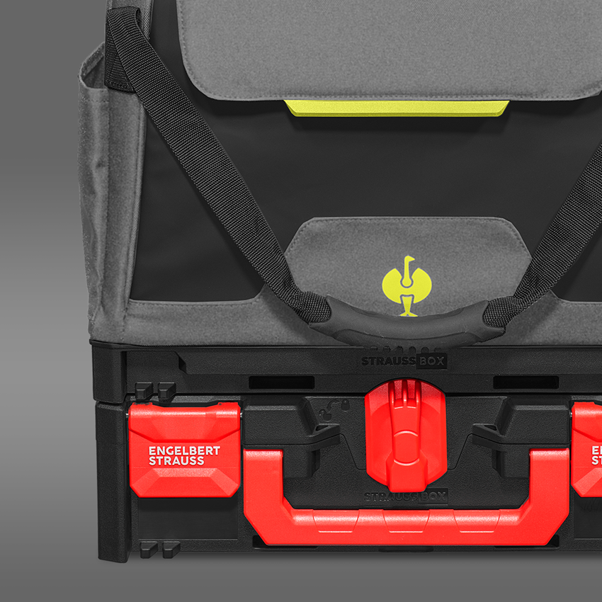 STRAUSSbox System: STRAUSSbox tool bag, closed + basaltgrey/acid yellow 2