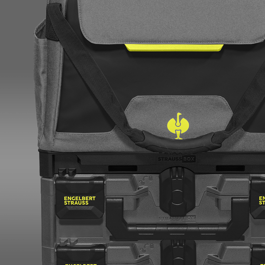 STRAUSSbox System: Tool set Elektro+STRAUSSbox + basaltgrey/acid yellow 2