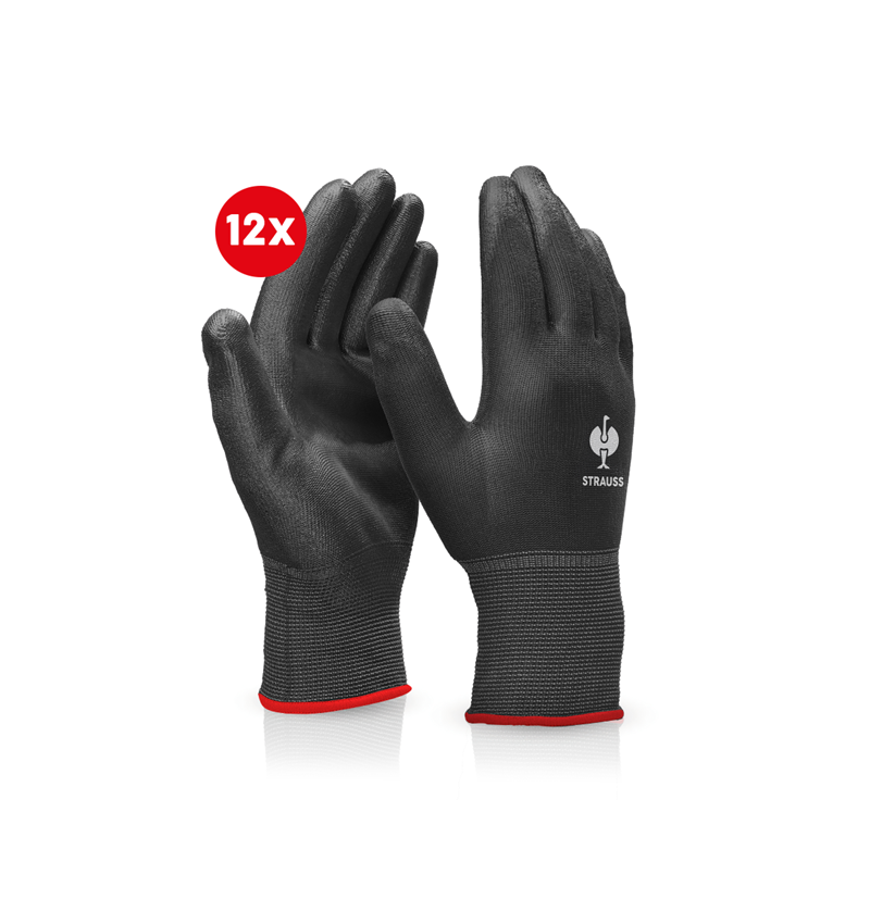 Coated: PU micro gloves Industrial, pack of 12