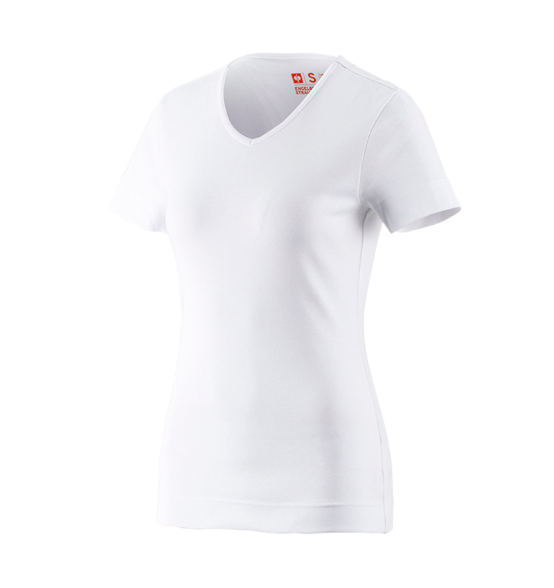Shirts, Pullover & more: e.s. T-shirt cotton V-Neck, ladies' + white 1