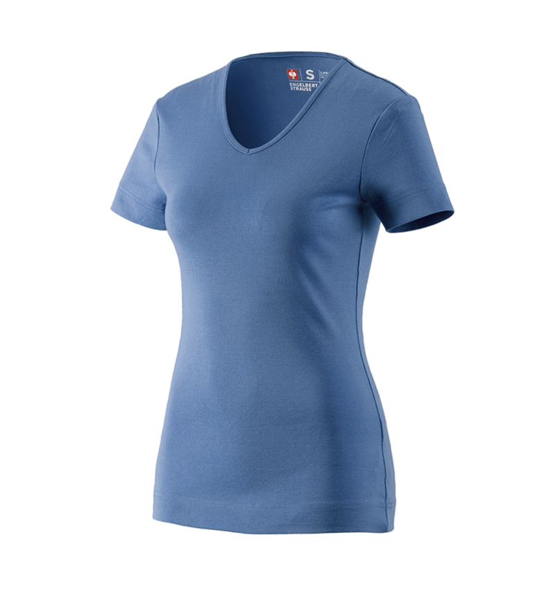Topics: e.s. T-shirt cotton V-Neck, ladies' + cobalt
