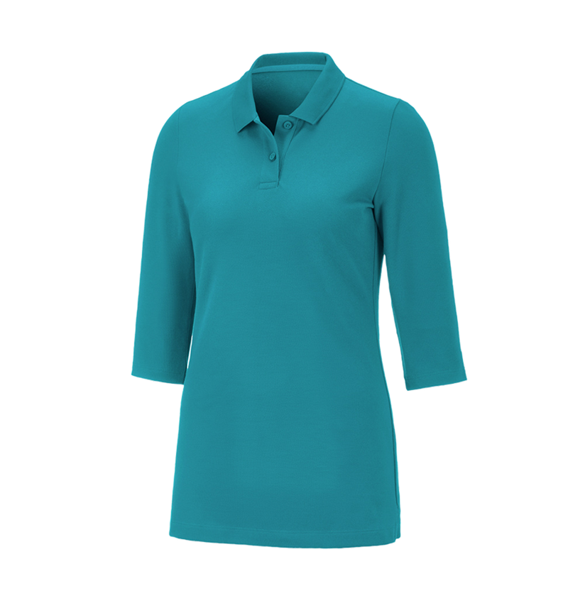 Shirts, Pullover & more: e.s. Pique-Polo 3/4-sleeve cotton stretch, ladies' + ocean 3