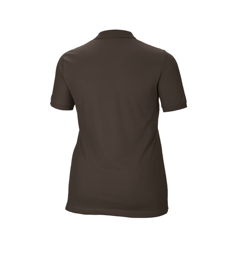Topics: e.s. Pique-Polo cotton stretch, ladies', plus fit + chestnut 3