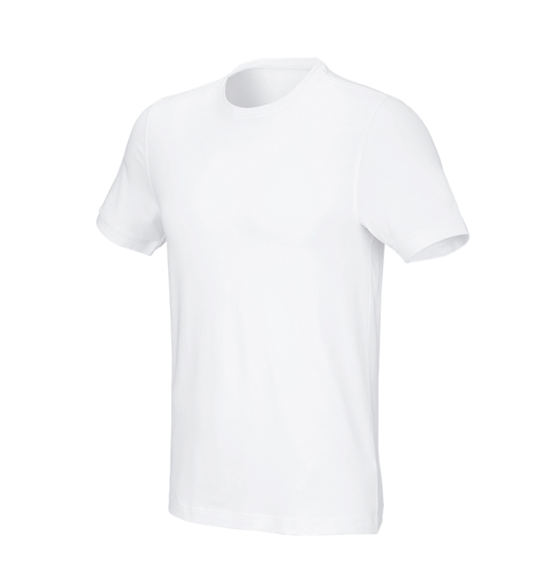 e.s. T-shirt cotton stretch, slim fit white | Strauss