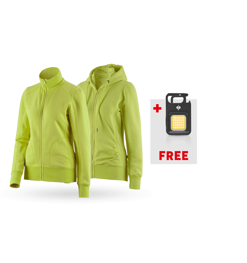 Clothing: SET: Sweatjacket+hoody sweatjacket poly cotton, l. + maygreen