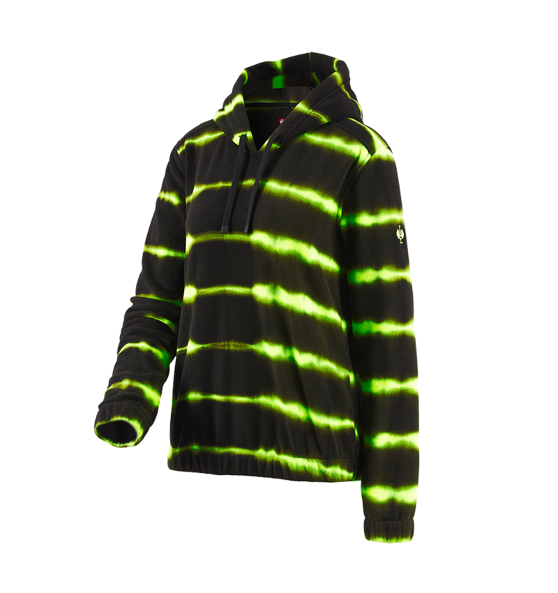 Shirts, Pullover & more: Fleece hoody tie-dye e.s.motion ten, ladies' + black/high-vis yellow 2