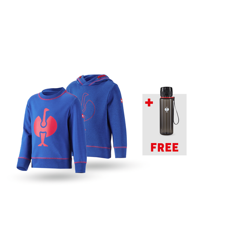Large gifts: SET: Hoody + sweatshirt e.s.motion 2020, children + royalblue/fiery red