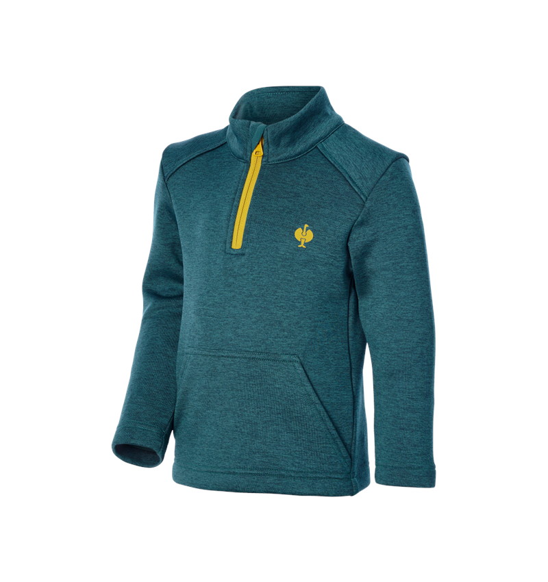 Shirts, Pullover & more: Troyer thermo stretch e.s.trail, children's + emeraldgreen melange/chromeyellow 3