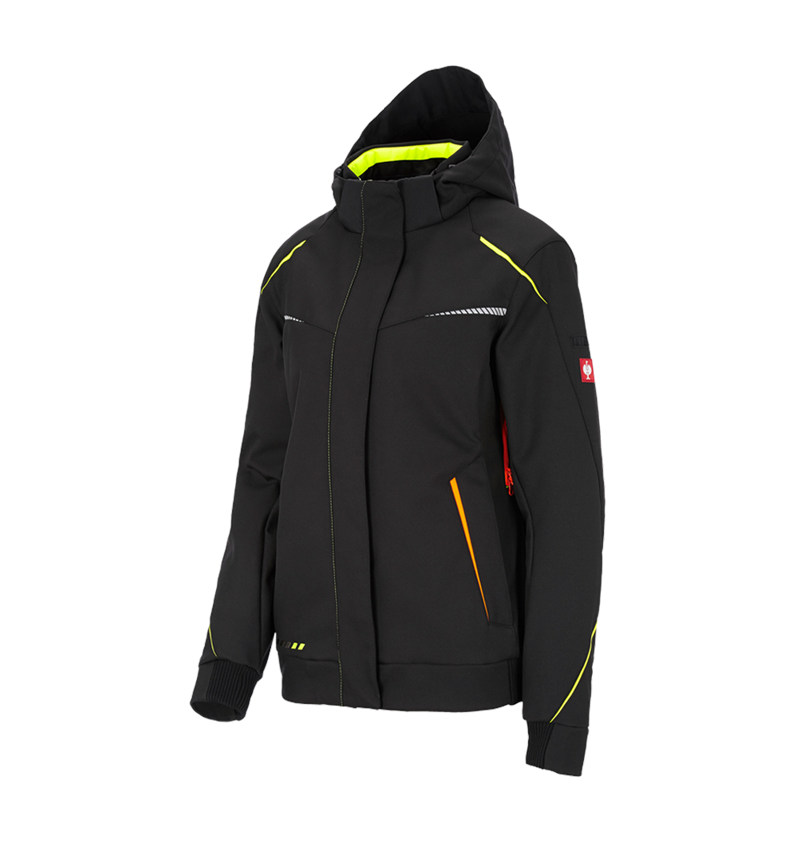Work Jackets: Winter softshell jacket e.s.motion 2020, ladies' + black/high-vis yellow/high-vis orange 6