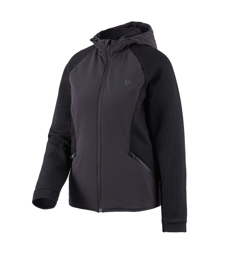 Work Jackets: Hybrid hooded knitted jacket e.s.trail, ladies' + black 4