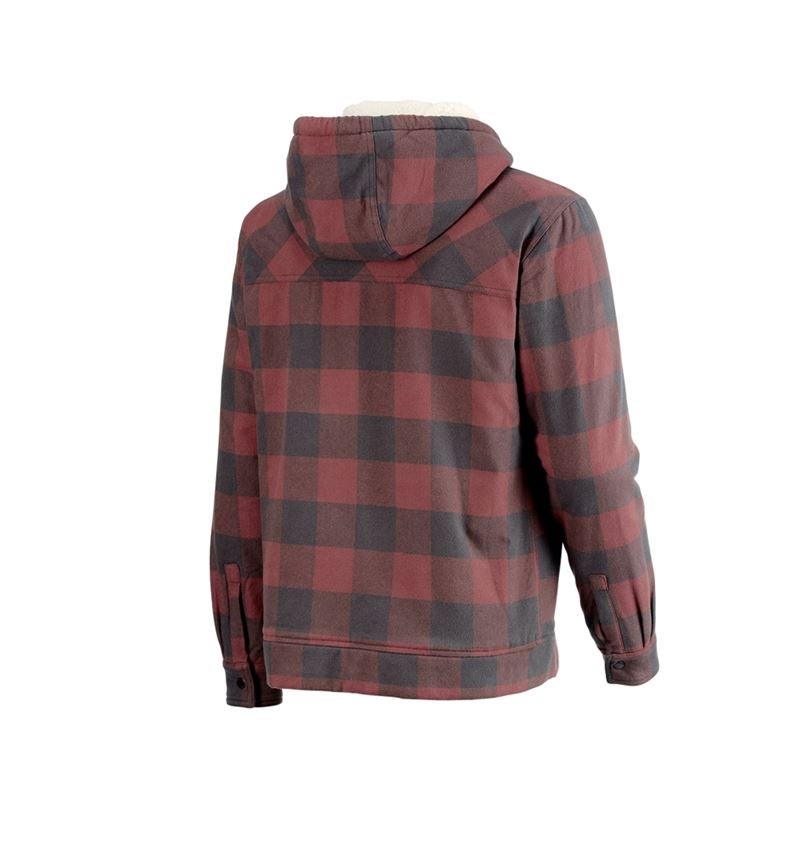 Work Jackets: Check-hooded jacket e.s.iconic + oxidred/carbongrey 7