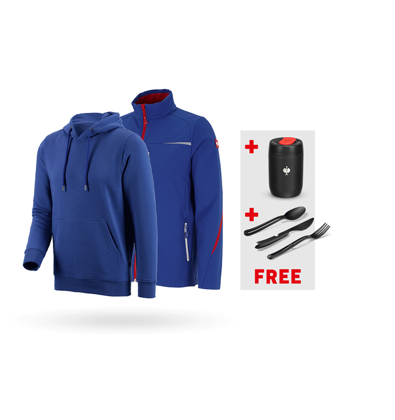 Clothing: SET: Softshell jacket e.s.motion 2020 + hoody + royalblue/fiery red