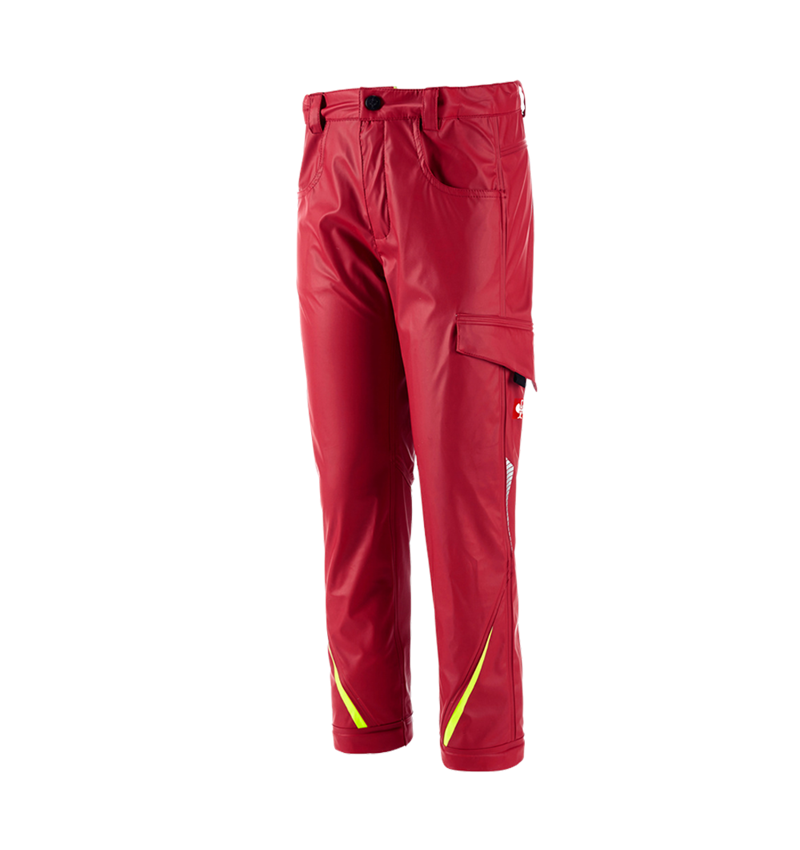 Trousers: Rain trousers e.s.motion 2020 superflex,children's + fiery red/high-vis yellow