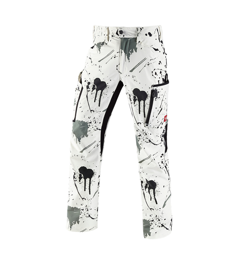 Work Trousers: e.s. Stretch cargo trousers Painter + white/black 2