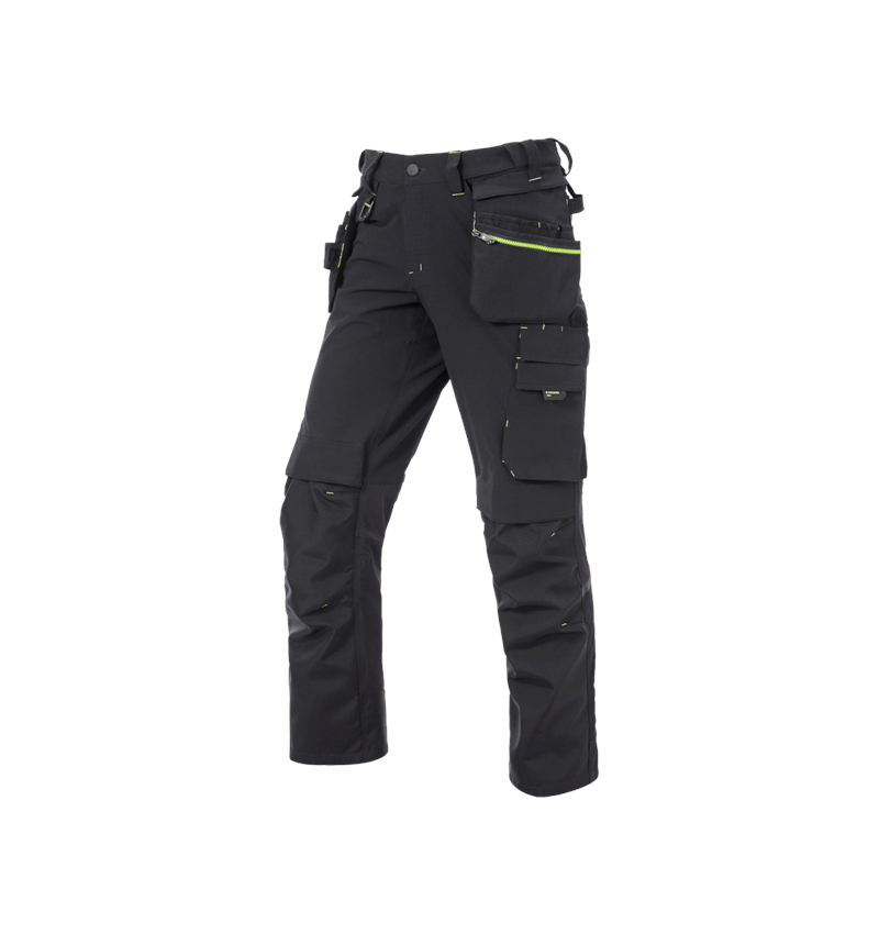 Work Trousers: Stretch holster trousers e.s.line.nordic + black/high-vis yellow