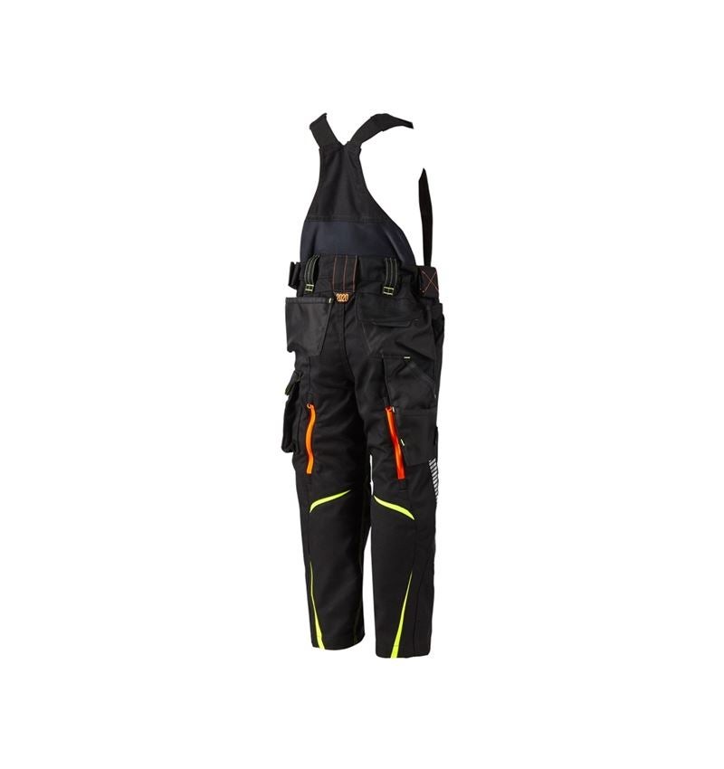 Trousers: Children's bib & brace e.s.motion 2020 + black/high-vis yellow/high-vis orange 5