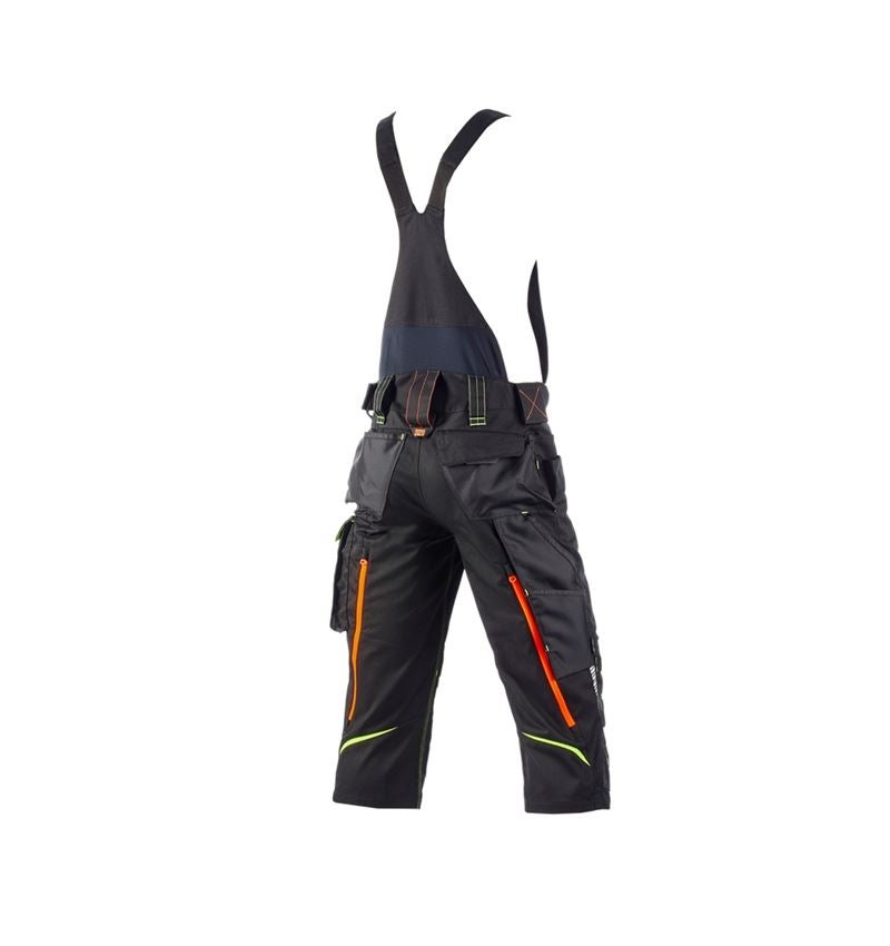 Work Trousers: 3/4 bib & brace e.s.motion 2020 + black/high-vis yellow/high-vis orange 3