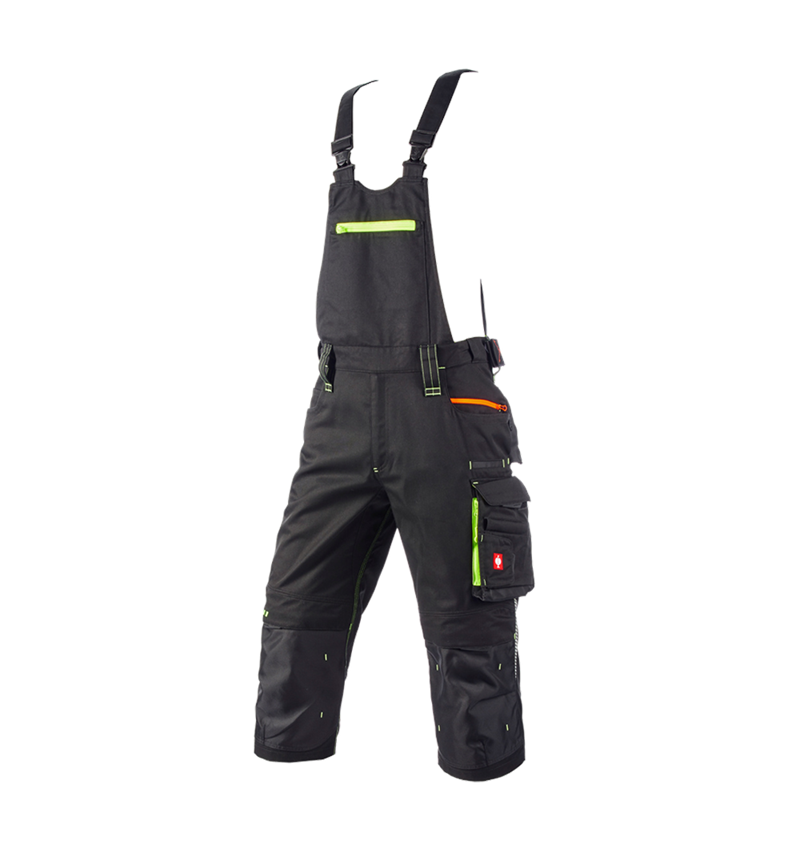 Work Trousers: 3/4 bib & brace e.s.motion 2020 + black/high-vis yellow/high-vis orange 2