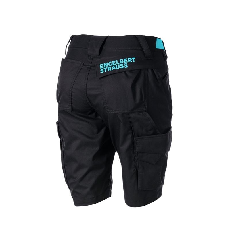 Work Trousers: Shorts e.s.trail, ladies' + black/lapisturquoise 5