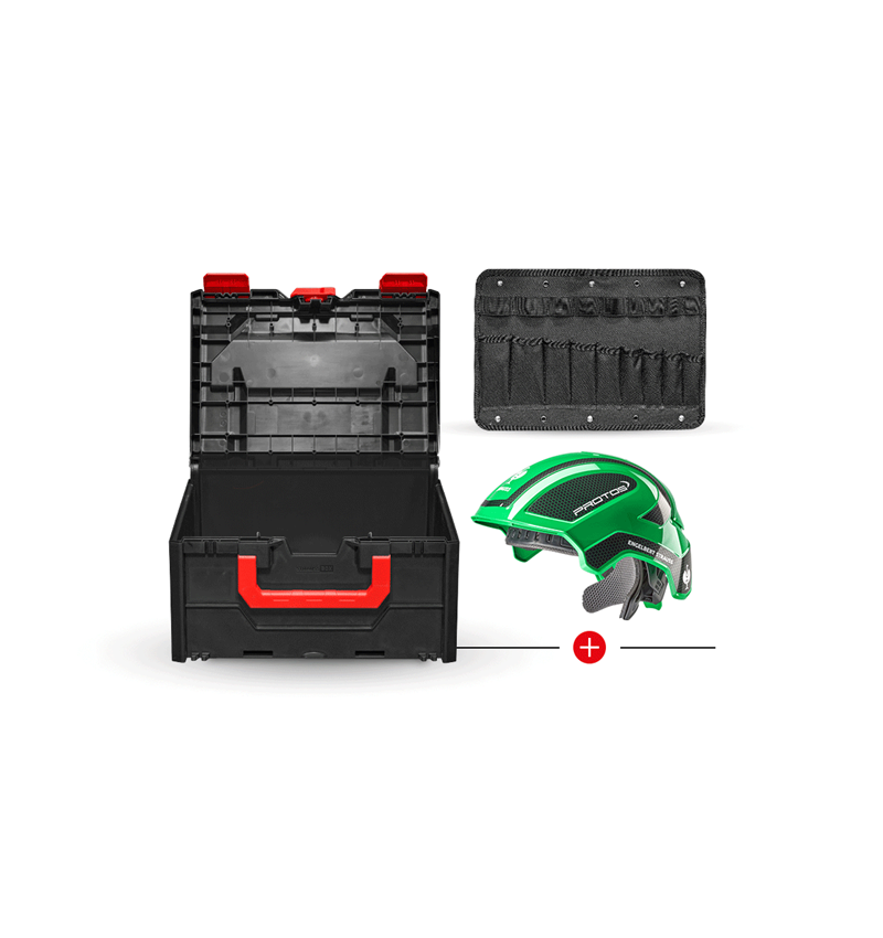 Hard Hats: e.s. Work helmet Protos® + STRAUSSbox 215 midi + green/black
