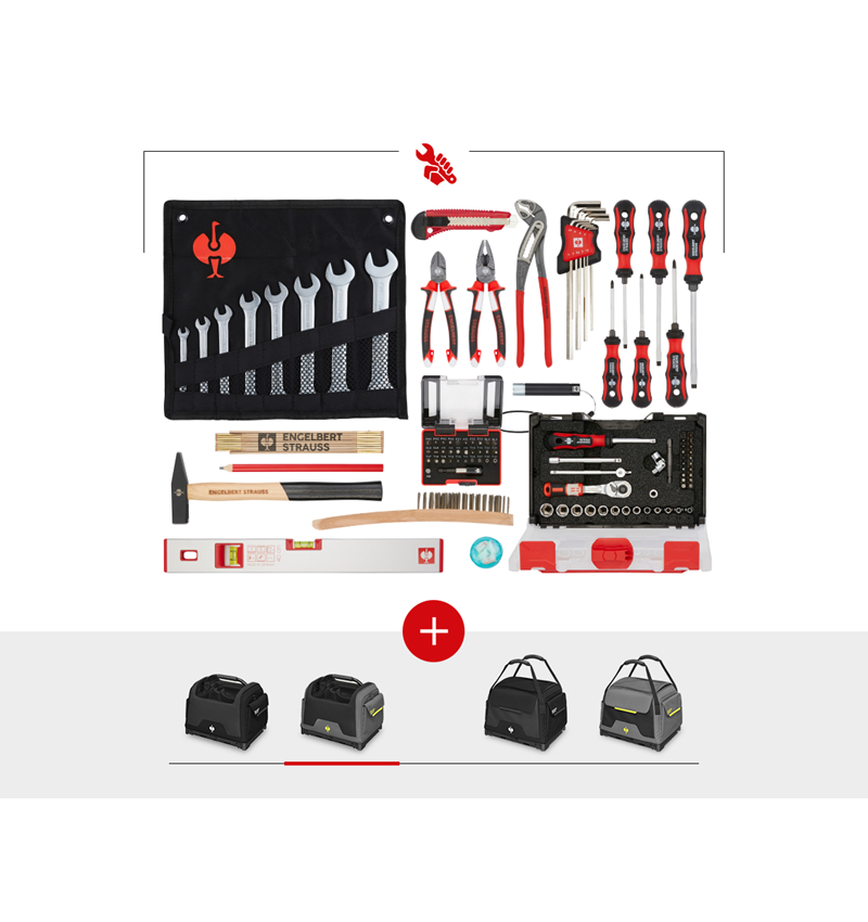STRAUSSbox System: Tool set Allround incl. STRAUSSbox + basaltgrey/acid yellow