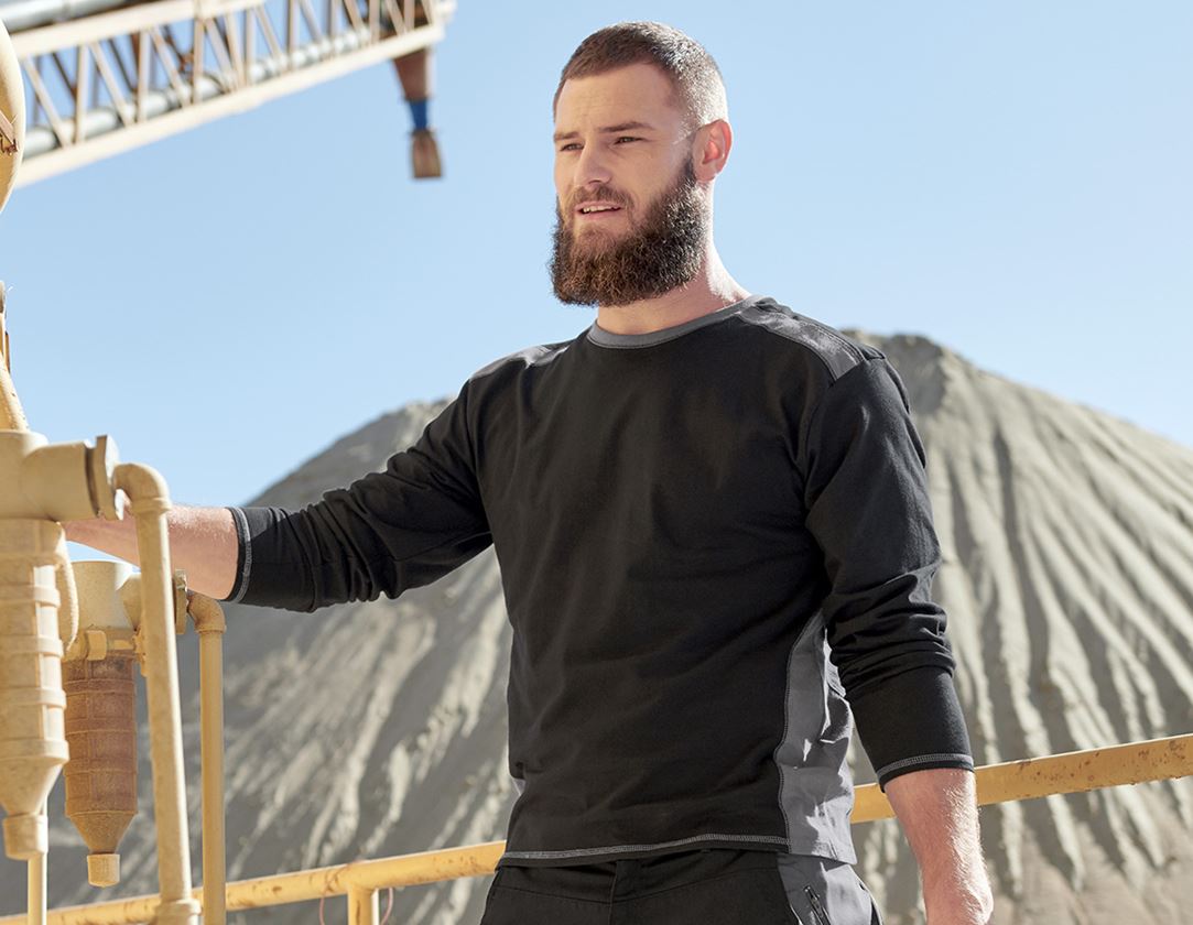 Shirts, Pullover & more: Longsleeve cotton e.s.active + black/anthracite