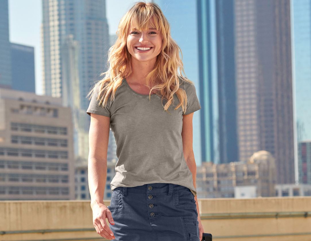 Shirts, Pullover & more: e.s. T-Shirt vintage cotton stretch, ladies' + taupe vintage