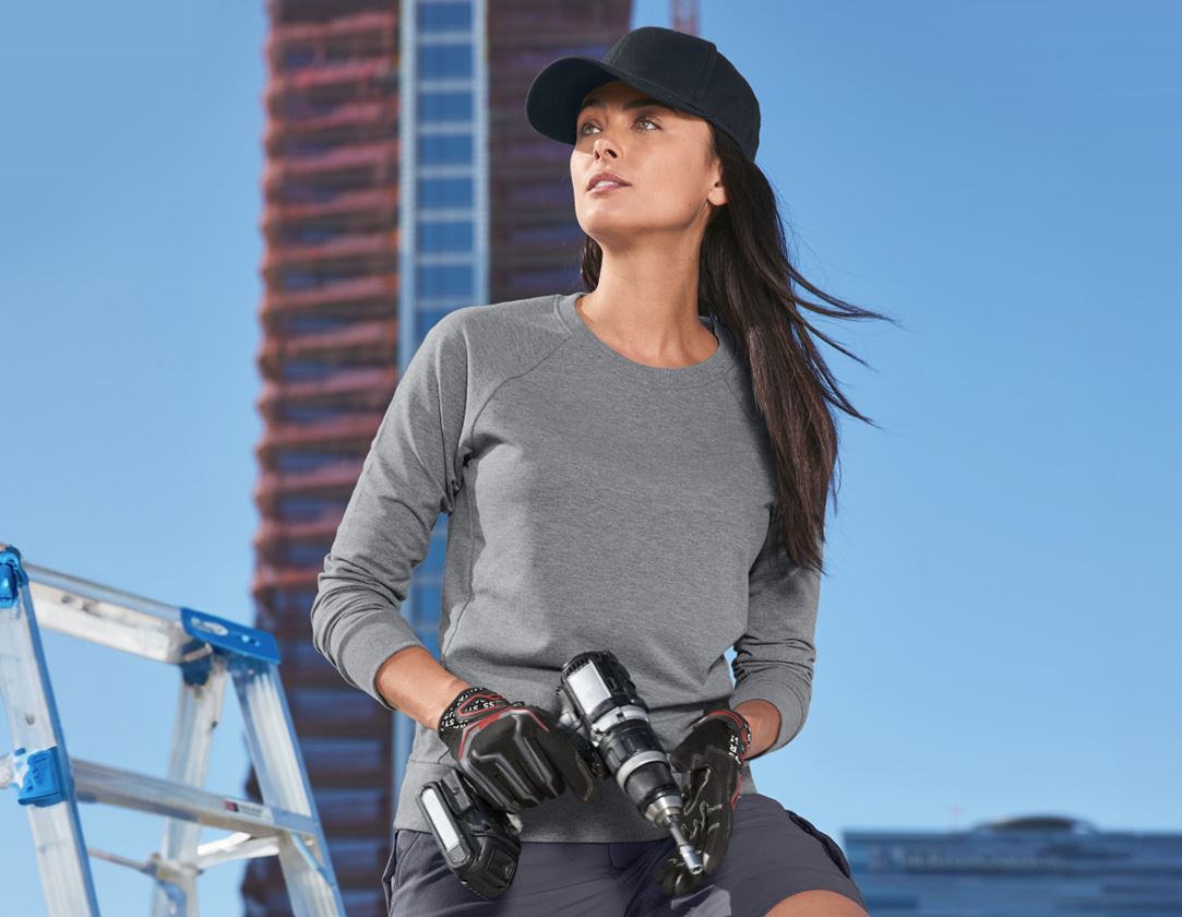 Topics: e.s. Sweatshirt cotton stretch, ladies' + grey melange